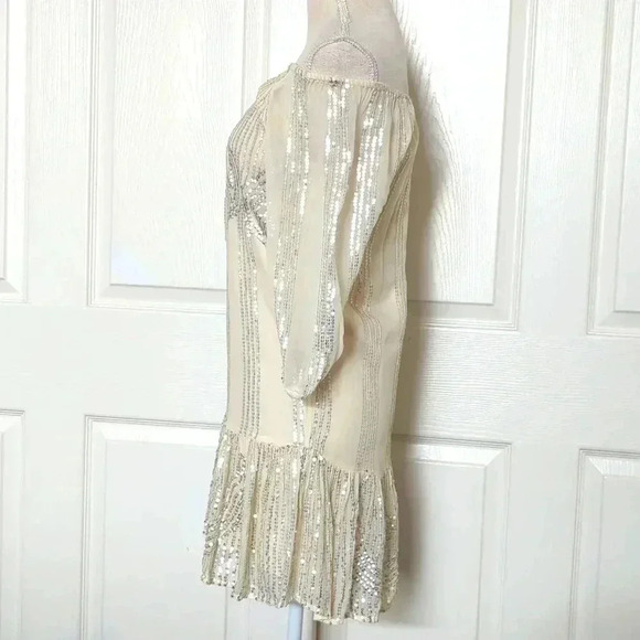 Anthropologie Beaded Sand Swing Sequined Dress By Carolina K - Picture 7 of 11